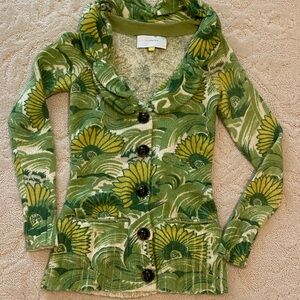Leifsdottir Green and Yellow Floral Cardigan